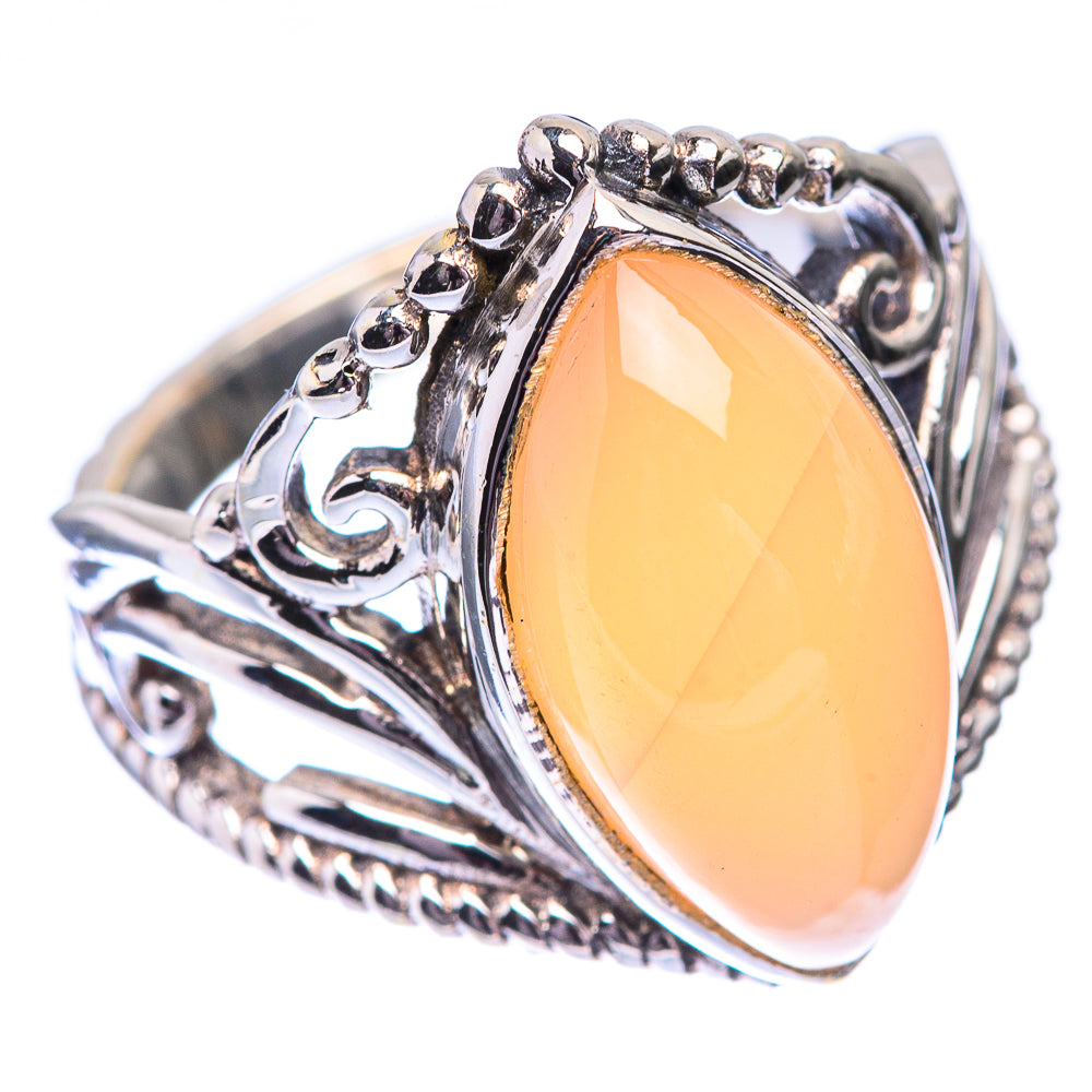 Peach Moonstone Ring Size 6.5 (925 Sterling Silver) R140487