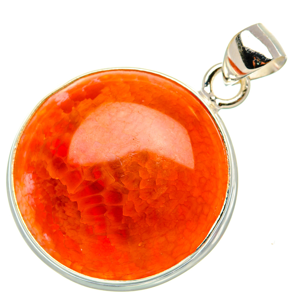 Fire Crab Agate Pendant 1 1/2" (925 Sterling Silver) PD37976