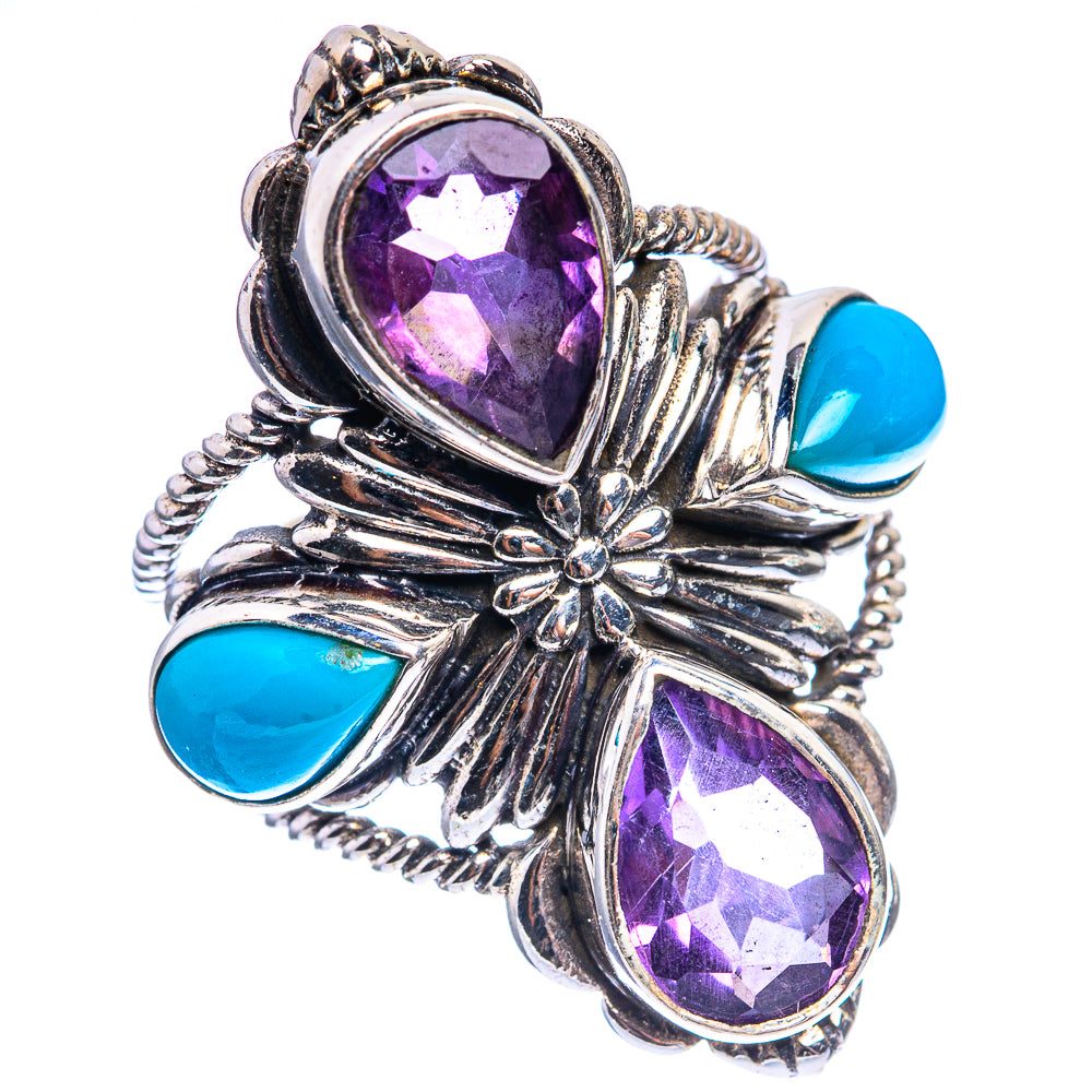 Large Amethyst, Sleeping Beauty Turquoise Ring Size 6.75 (925 Sterling Silver) R143023