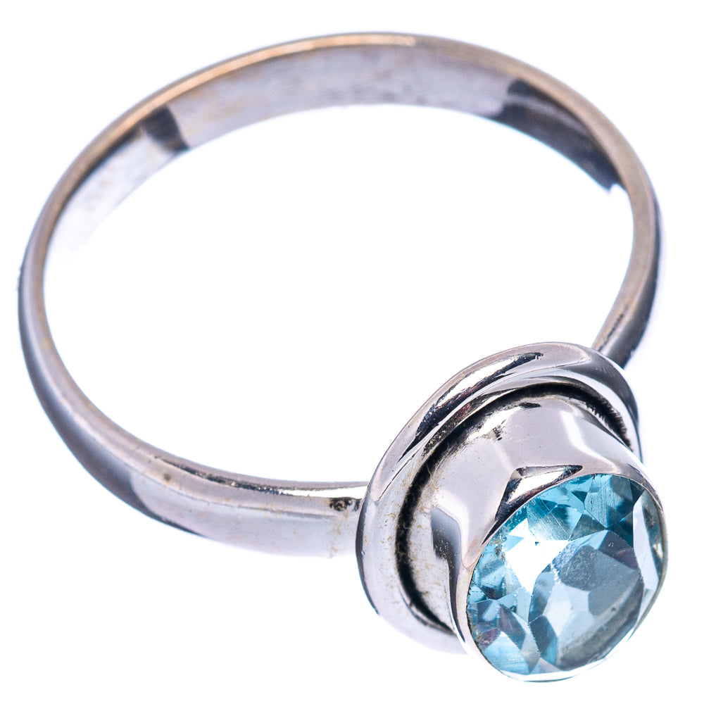 Faceted Blue Topaz Ring Size 8.25 (.925 Sterling Silver)