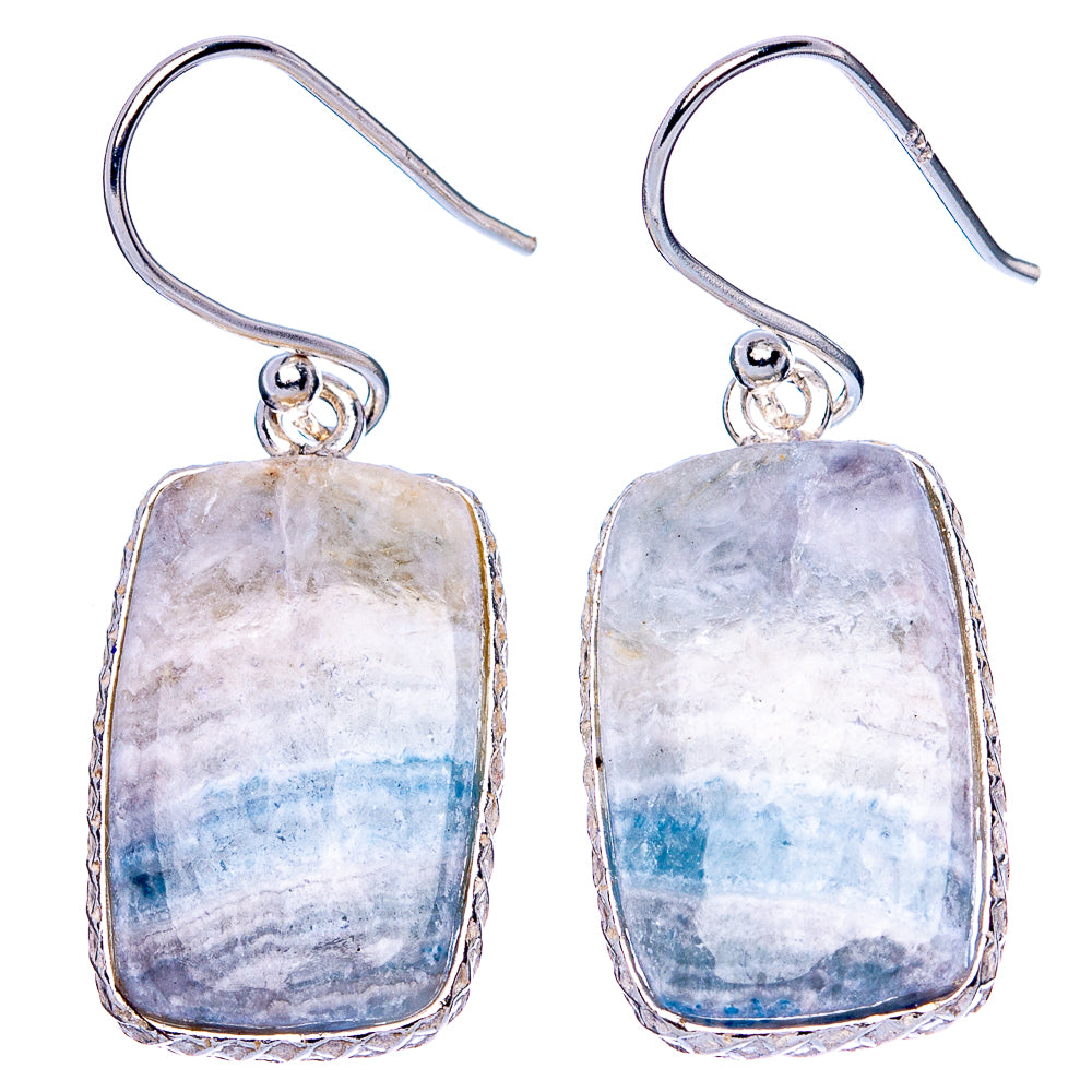 Blue Scheelite Earrings 1 3/8" (925 Sterling Silver) E1922