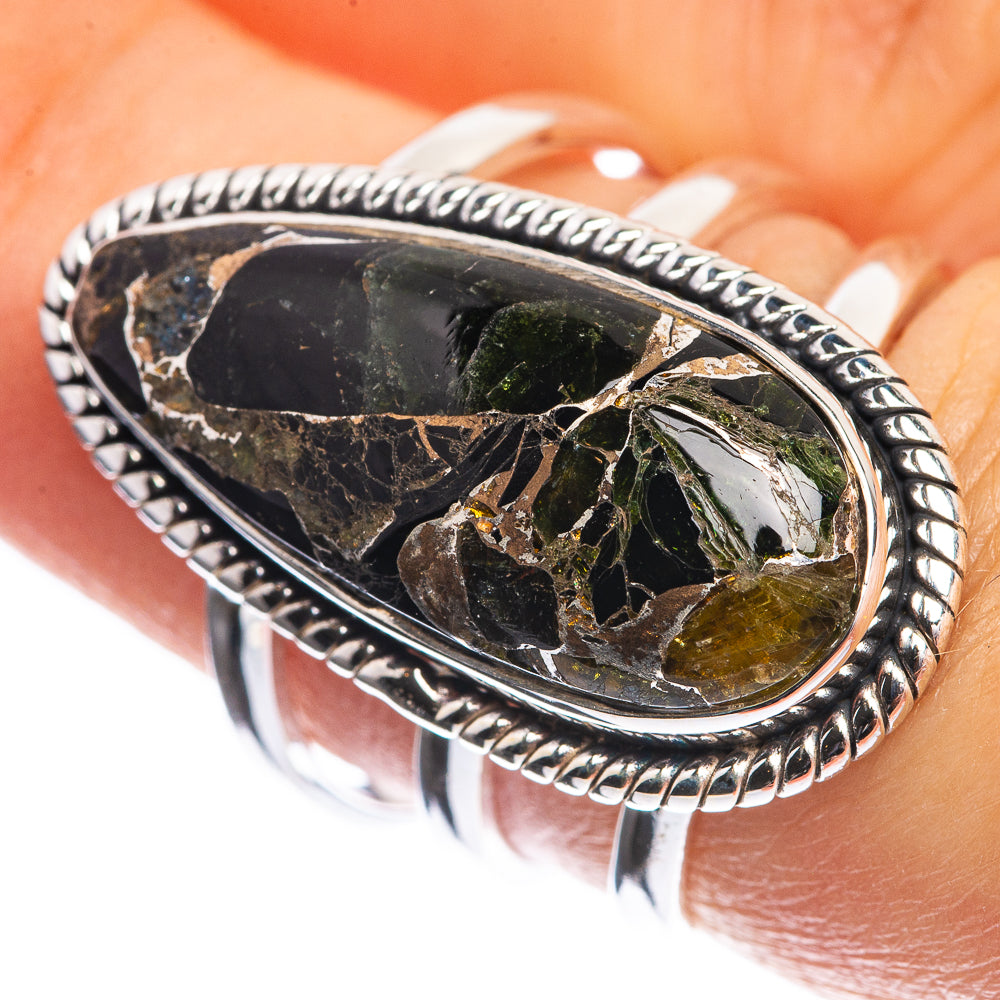 Copper Black Onyx 925 Sterling Silver Ring Size 7