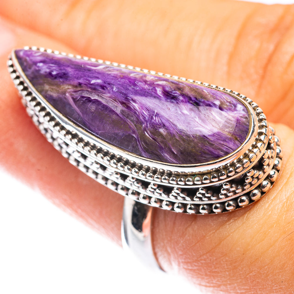 Large Charoite Ring Size 6 (925 Sterling Silver) R142752