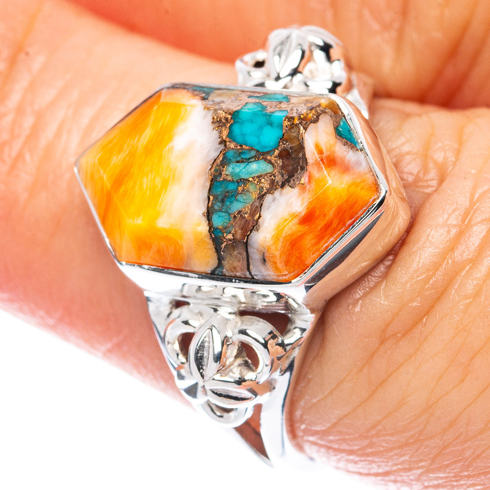 Premium Spiny Oyster Turquoise 925 Sterling Silver Ring Size 6.5 (925 Sterling Silver) R2755