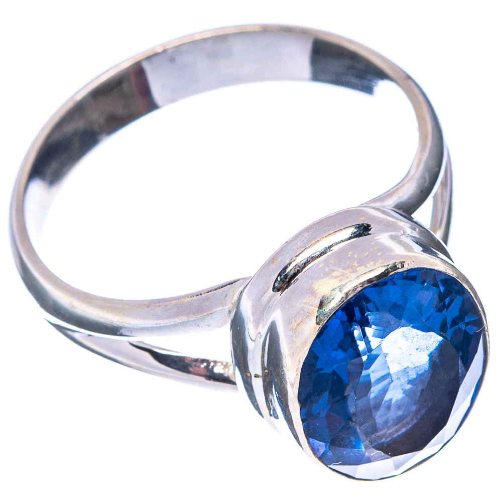 Faceted Blue Fluorite Ring Size 9 (.925 Sterling Silver)