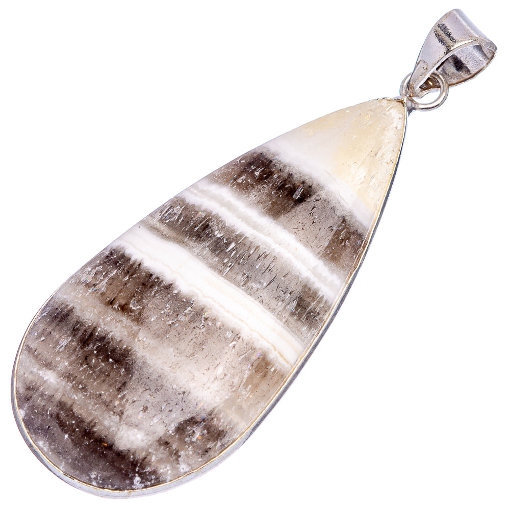 Zebra Calcite Pendant 2 3/8" (Silver Plated)