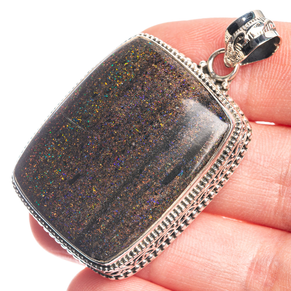 Andamooka Opal 925 Sterling Silver Pendant 1 7/8"