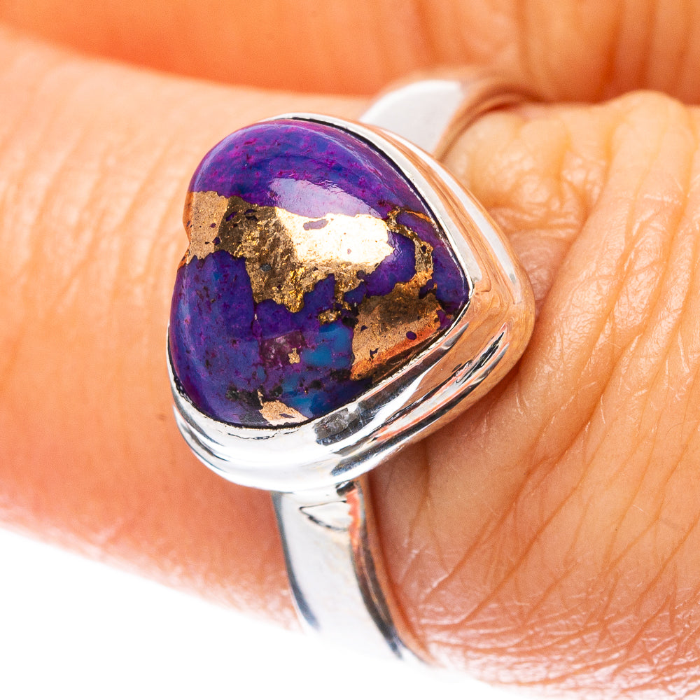 Purple Copper Turquoise Heart Ring Size 7 (925 Sterling Silver) R4114