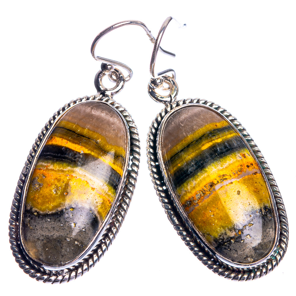 Bumble Bee Jasper 925 Sterling Silver Earrings 1 3/4"