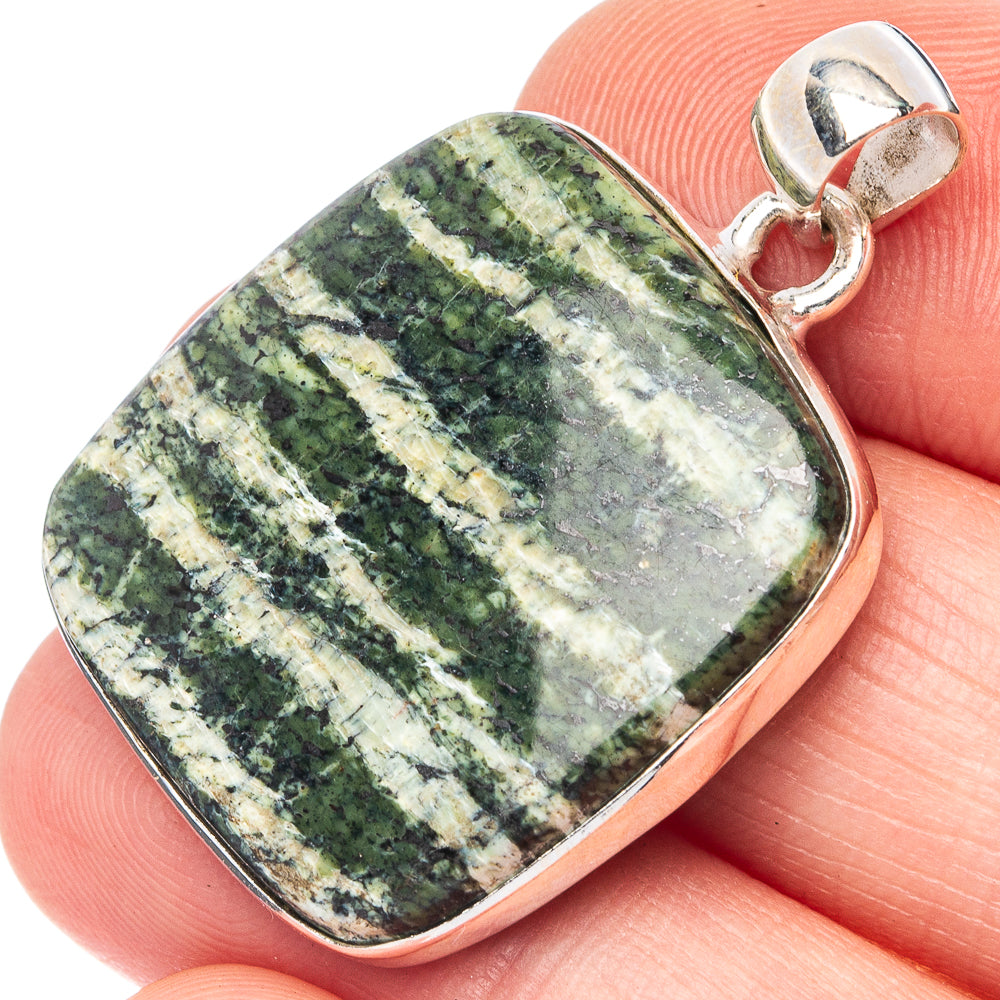 Swiss Green Opal Pendant 1 3/8" (925 Sterling Silver) P43186