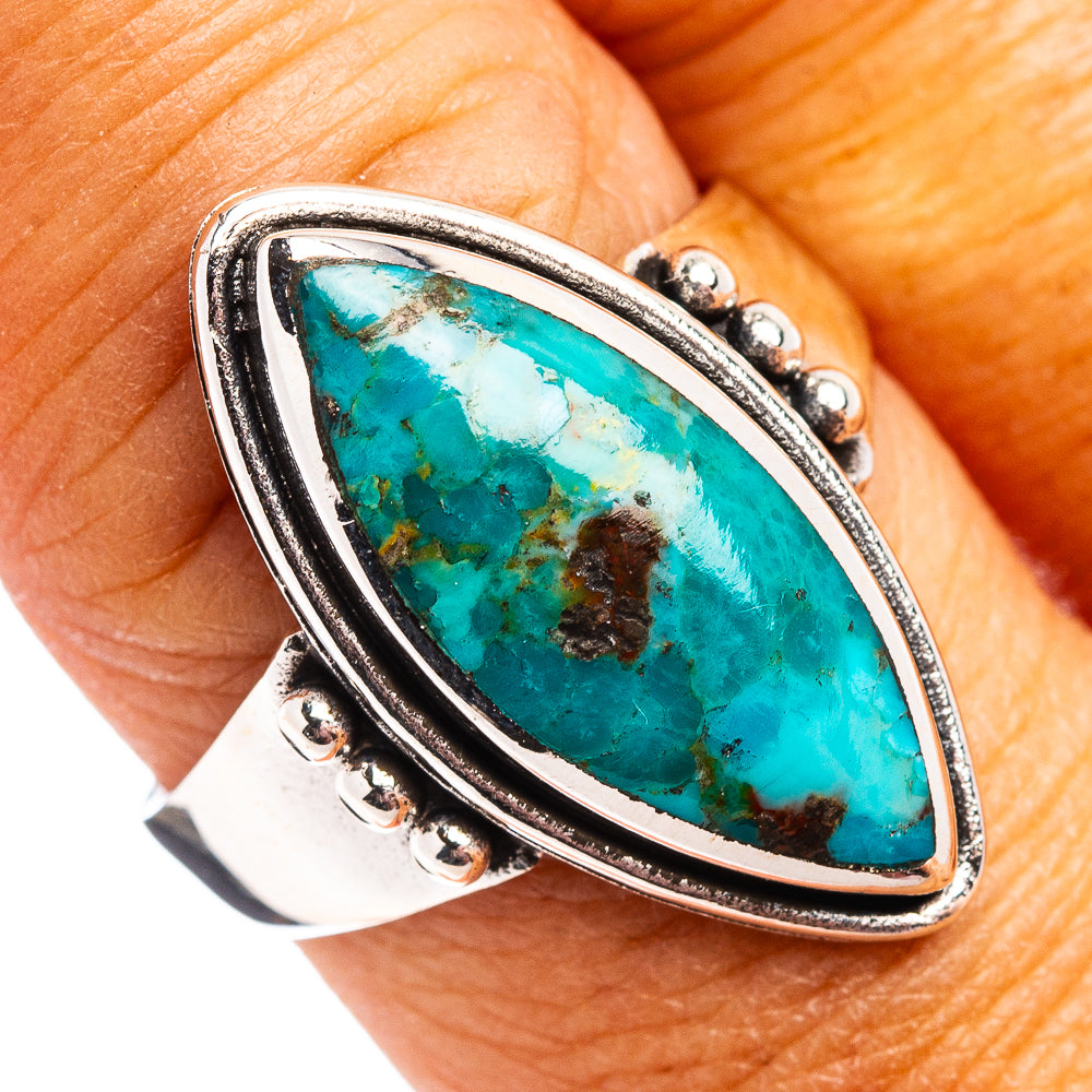 Native Style Mohave Turquoise Ring Size 8.5 (.925 Sterling Silver)