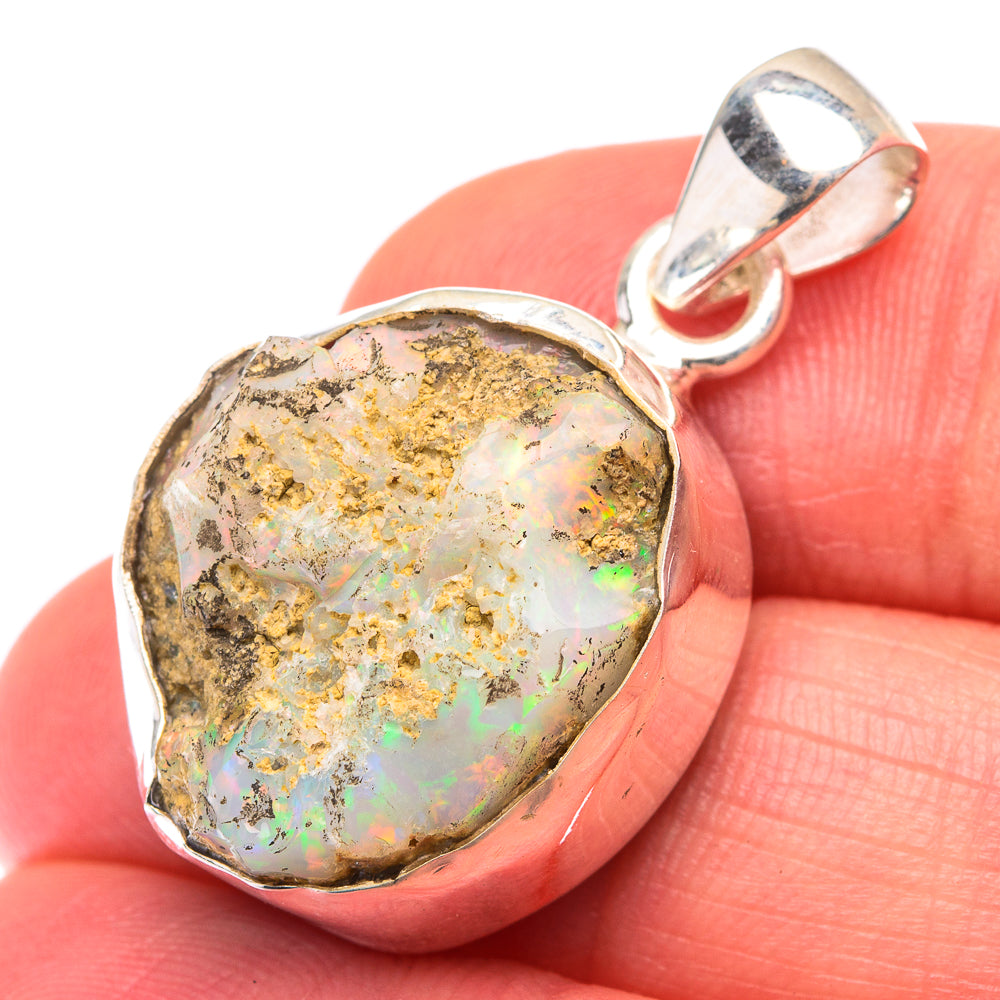 Raw Ethiopian Opal Pendant 1 1/4" (925 Sterling Silver) PD38474