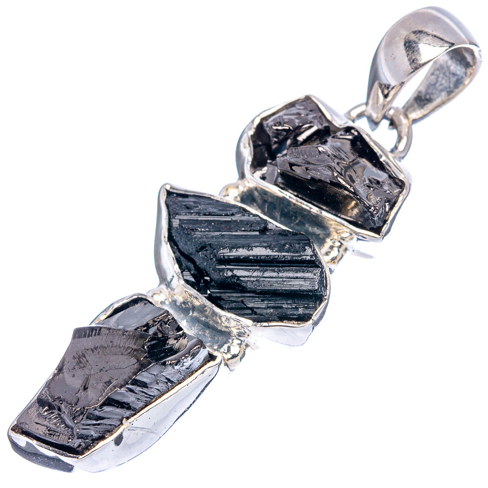 Shungite, Tektite Pendant 1 3/4" (.925 Sterling Silver)