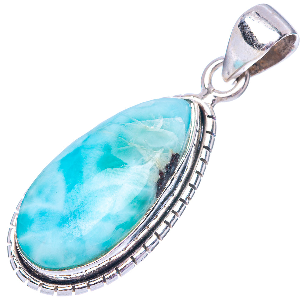 Larimar 925 Sterling Silver Pendant 1 5/8" (925 Sterling Silver) P42677