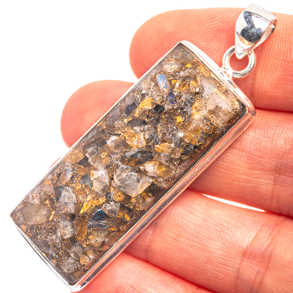 Copper Composite Labradorite Pendant 2 1/8" (925 Sterling Silver) P38928