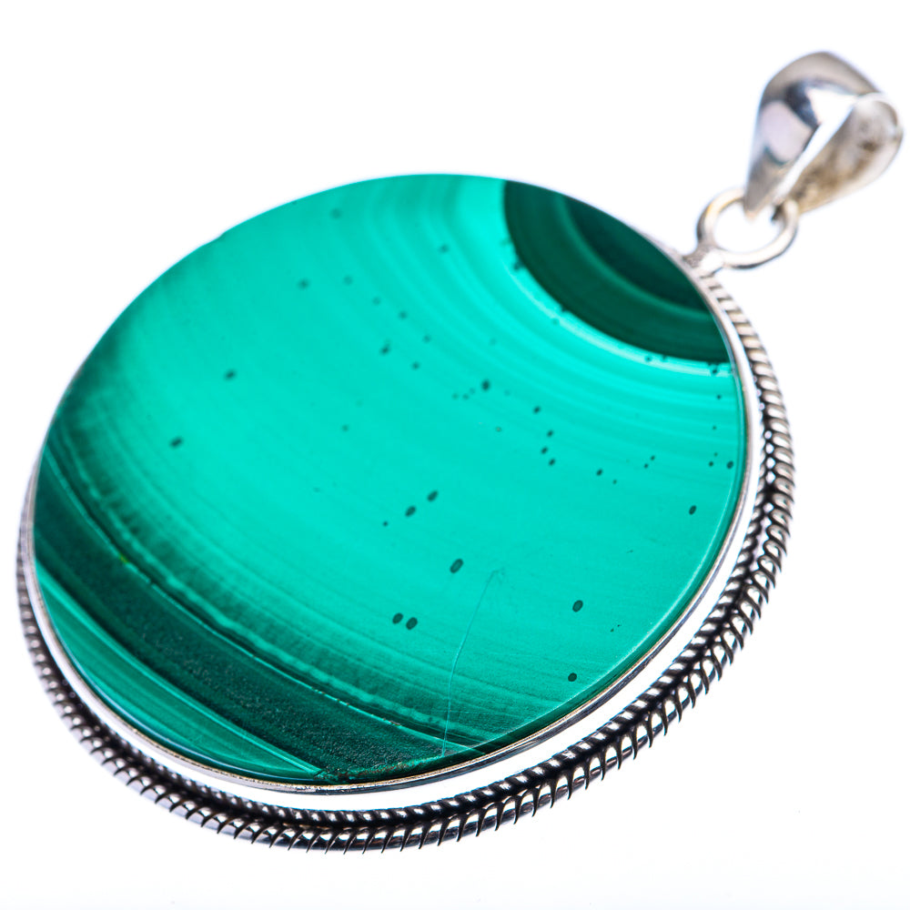 Malachite Coin Pendant 2" (925 Sterling Silver) PD38485