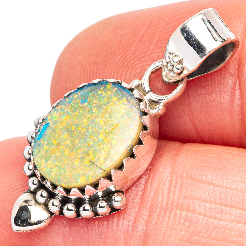 Rare Sterling Opal Pendant 1 1/8" (925 Sterling Silver) P44032