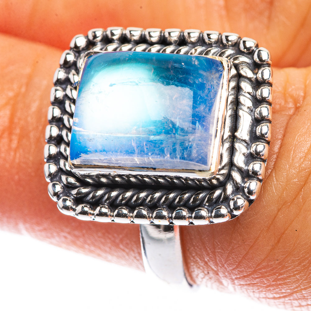 Rainbow Moonstone Ring Size 6.5 (925 Sterling Silver) R142462