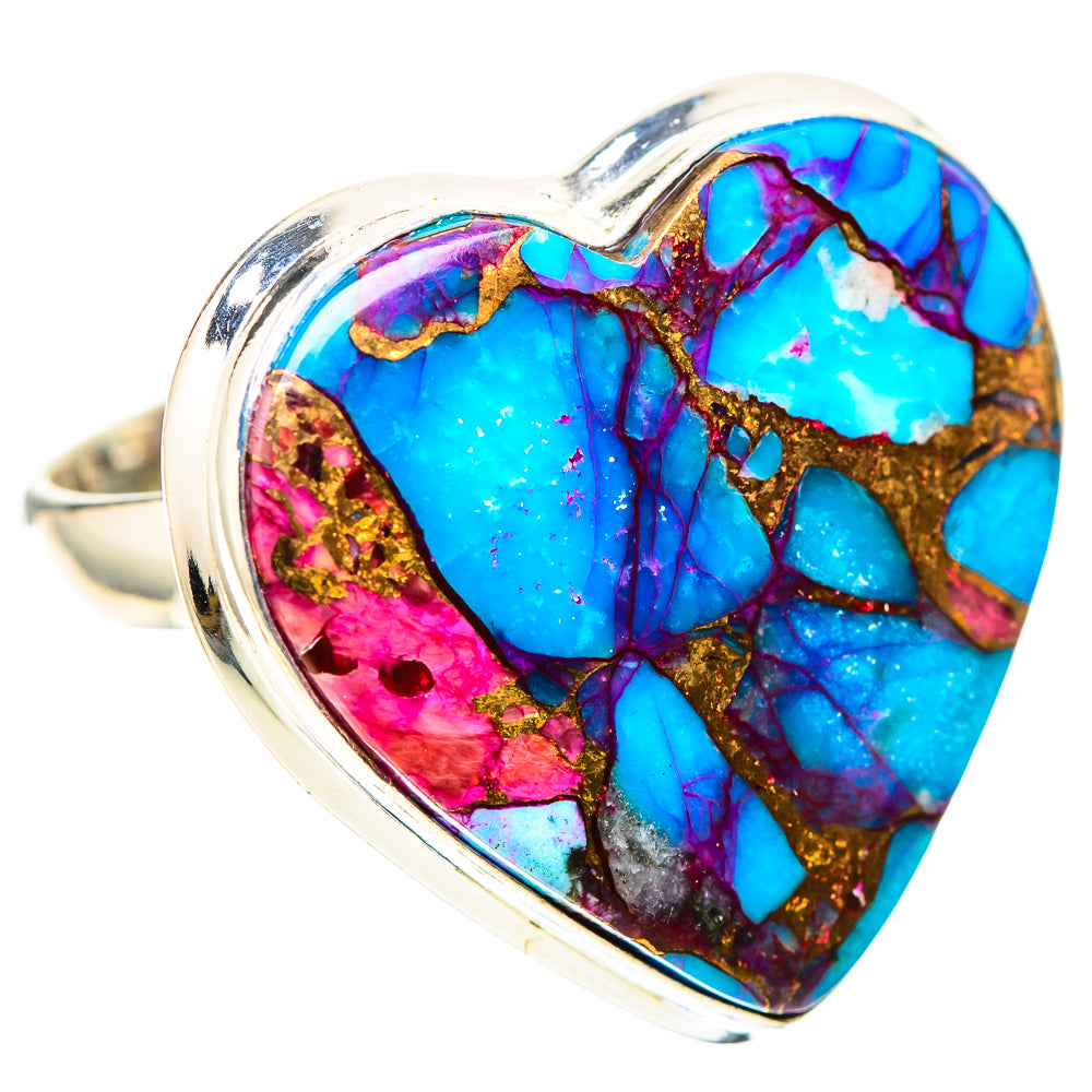 Large Kingman Pink Dahlia Turquoise Ring Size 11 (925 Sterling Silver) RING138642
