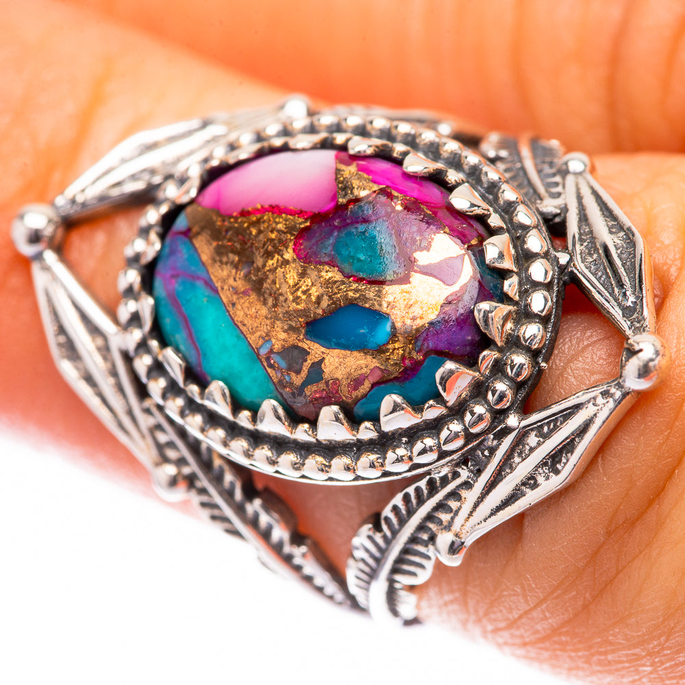 Kingman Pink Dahlia Turquoise Ring Size 6.25 (925 Sterling Silver) R140527