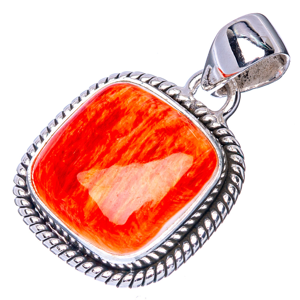 Orange Spiny Oyster Pendant 1 1/8" (925 Sterling Silver) P40919