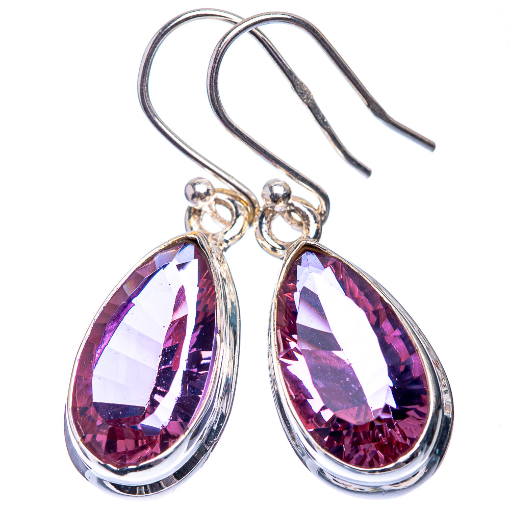 Faceted Color Change Alexandrite (Lab.) Earrings 1 3/8" (925 Sterling Silver) E432556