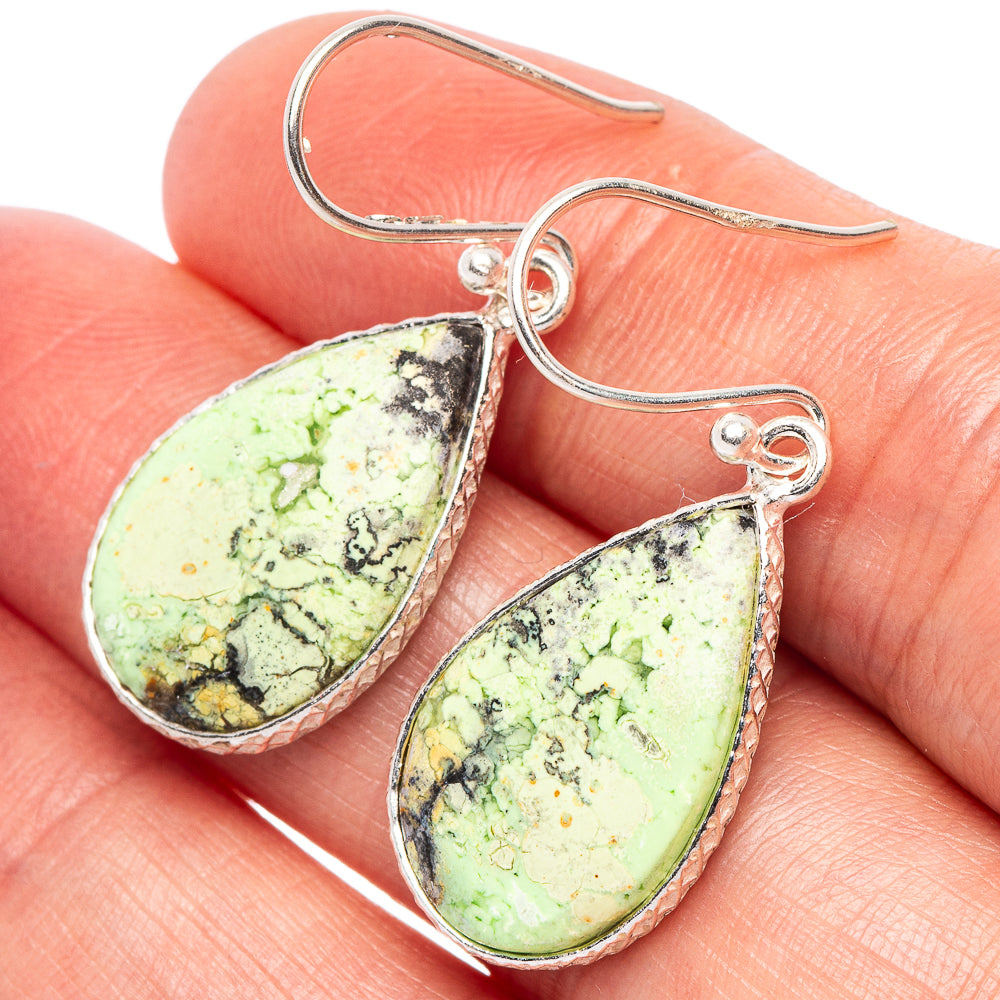 Lemon Chrysoprase Earrings 1 3/8" (925 Sterling Silver) E2390