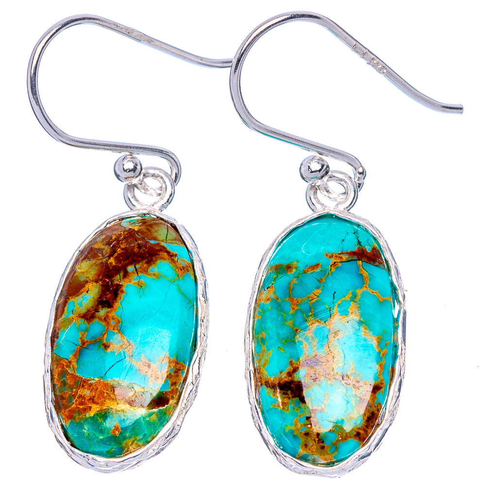 Kingman Turquoise Earrings 1 3/8" (925 Sterling Silver) E1702