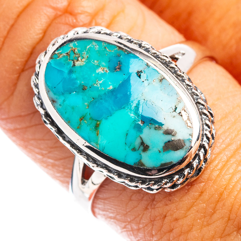 Native Style Mohave Turquoise Ring Size 8.75 (.925 Sterling Silver)