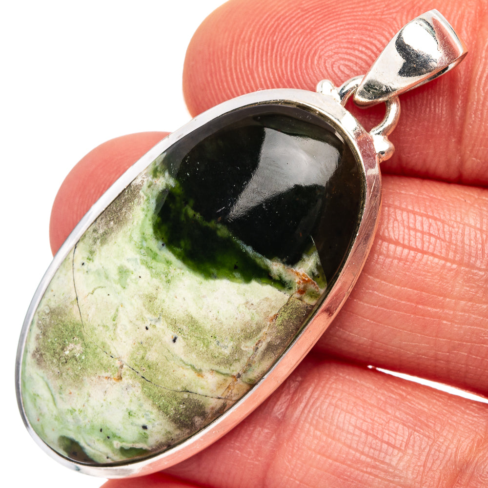 Chrome Chalcedony Pendant 1 3/4" (.925 Sterling Silver)