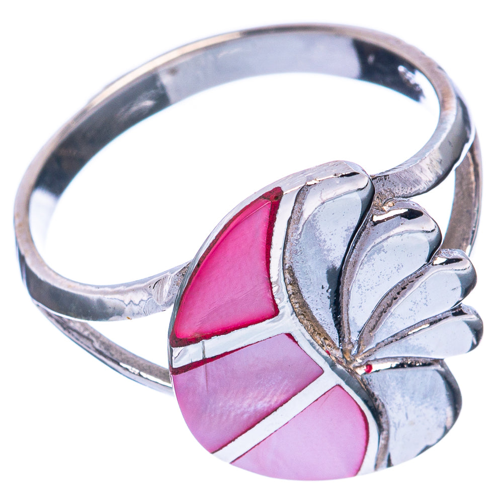 Mother Of Pearl Inlay Ring Size 7.5 (925 Sterling Silver) R2889