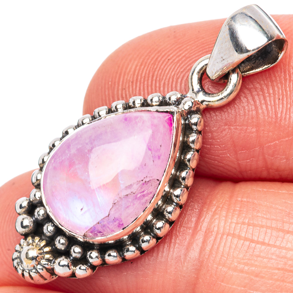 Pink Moonstone Pendant 1 1/4" (925 Sterling Silver) P42497
