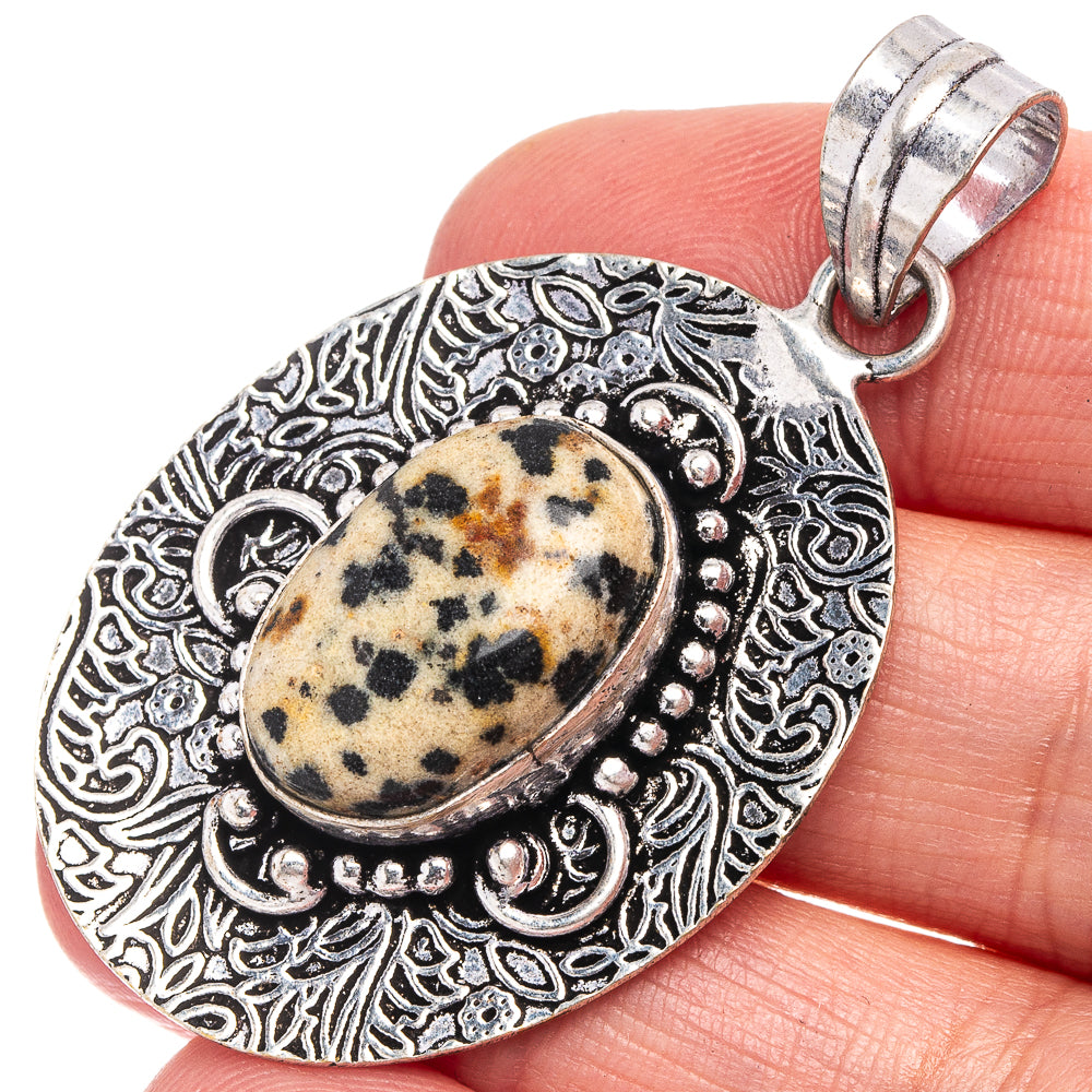 Dalmatian Jasper Pendant 2" (German Silver)