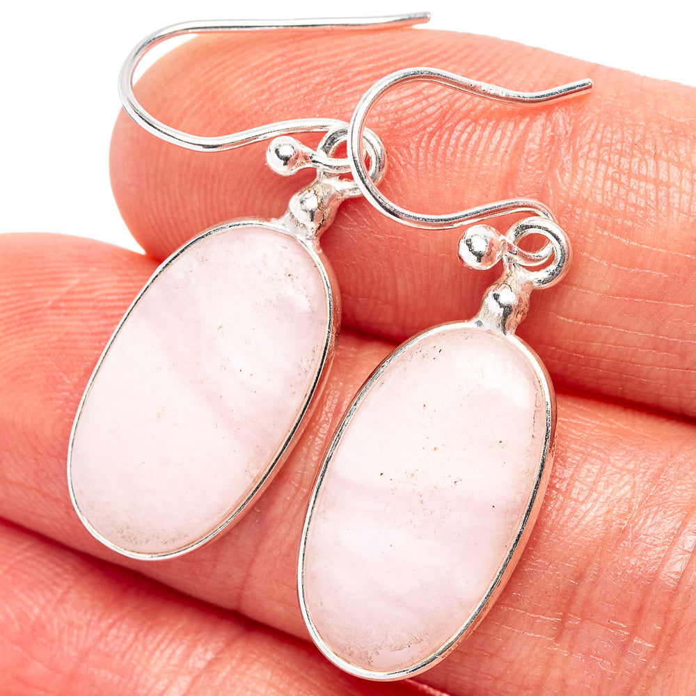 Pink Opal Earrings 1 3/8" (.925 Sterling Silver)