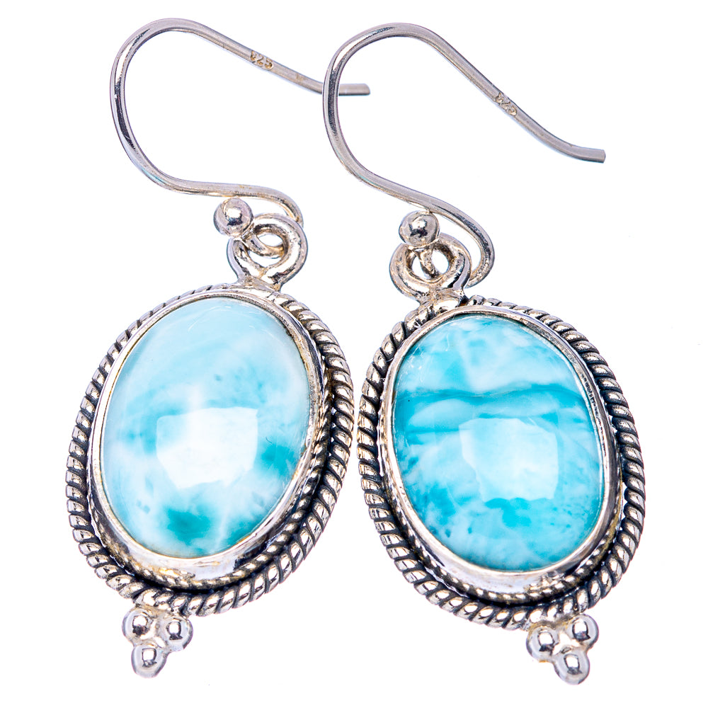 Rare Larimar Earrings 1 3/8" (.925 Sterling Silver)