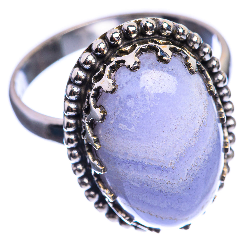 Blue Lace Agate 925 Sterling Silver Ring Size 9.75