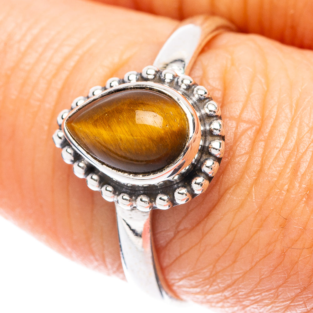 Tiger Eye Dainty Ring Size 8 (925 Sterling Silver) R5804