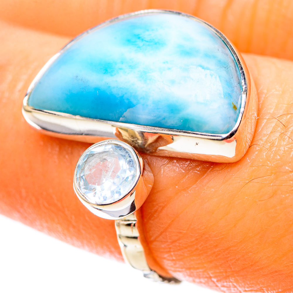 Premium Larimar, Blue Topaz Ring Size 7 (925 Sterling Silver) RING138068