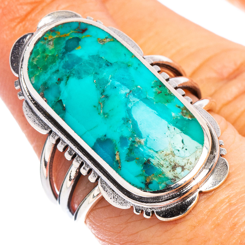 Arizona Turquoise Native Style Ring Size 7.5 (.925 Sterling Silver)