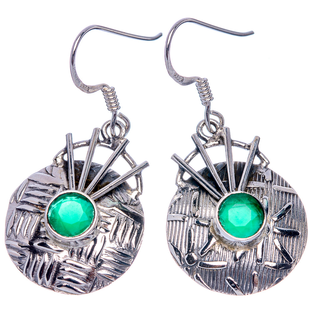 Green Onyx Earrings 1 1/2" (925 Sterling Silver) E433391