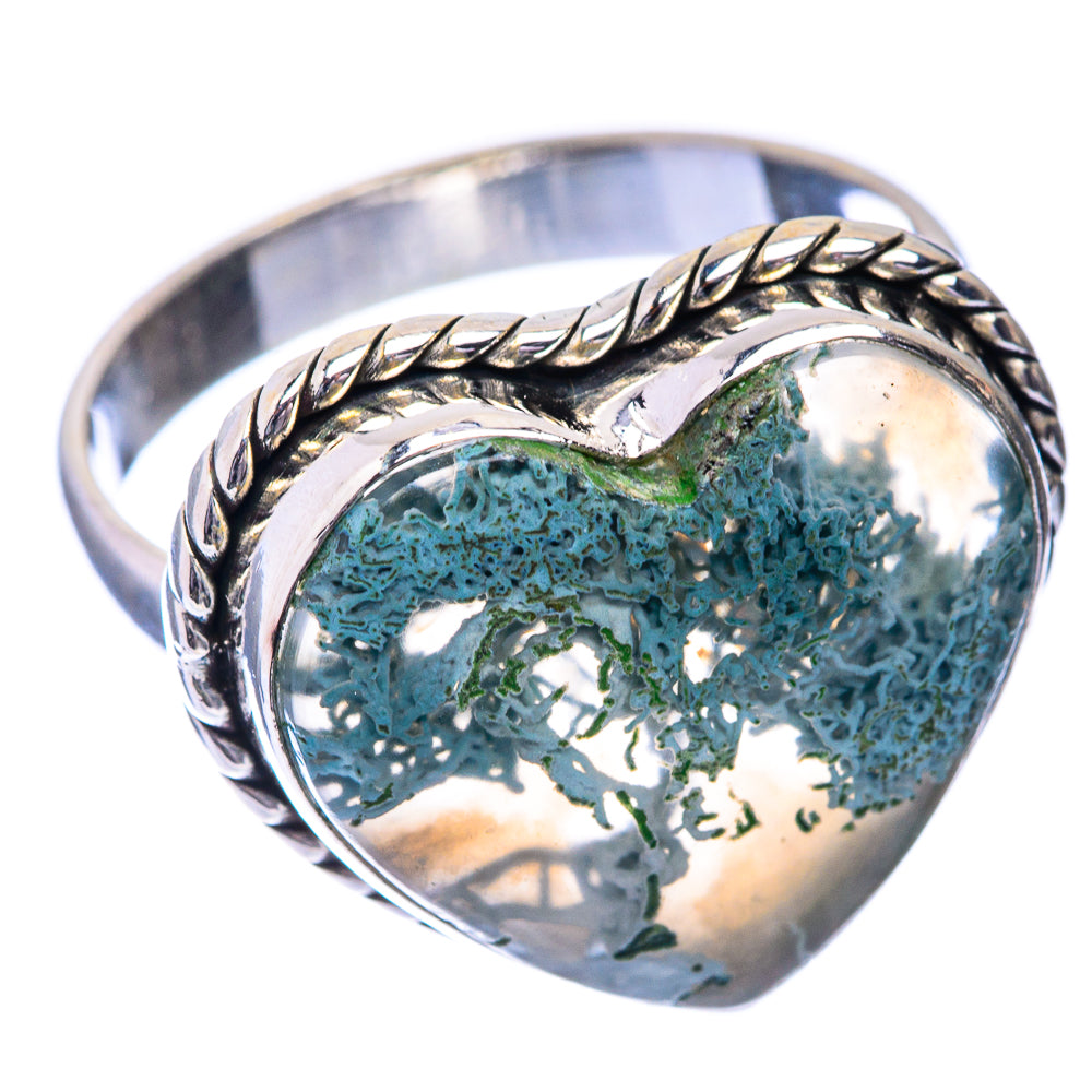 Green Moss Agate Ring Size 10 (925 Sterling Silver) R141582