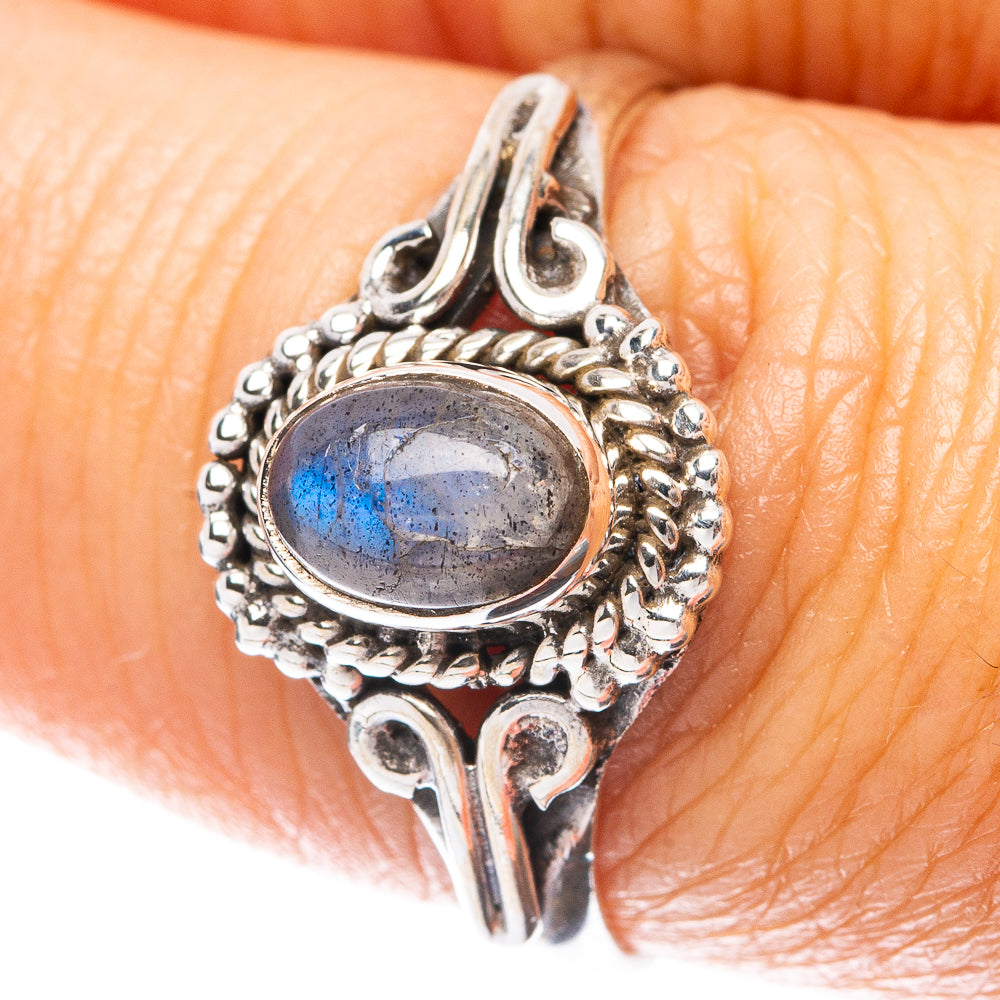 Labradorite Dainty Ring Size 8 (925 Sterling Silver) R5941