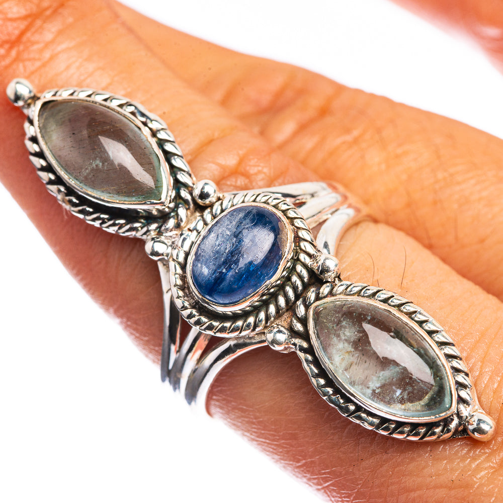 Large Kyanite, Aquamarine 925 Sterling Silver Ring Size 8