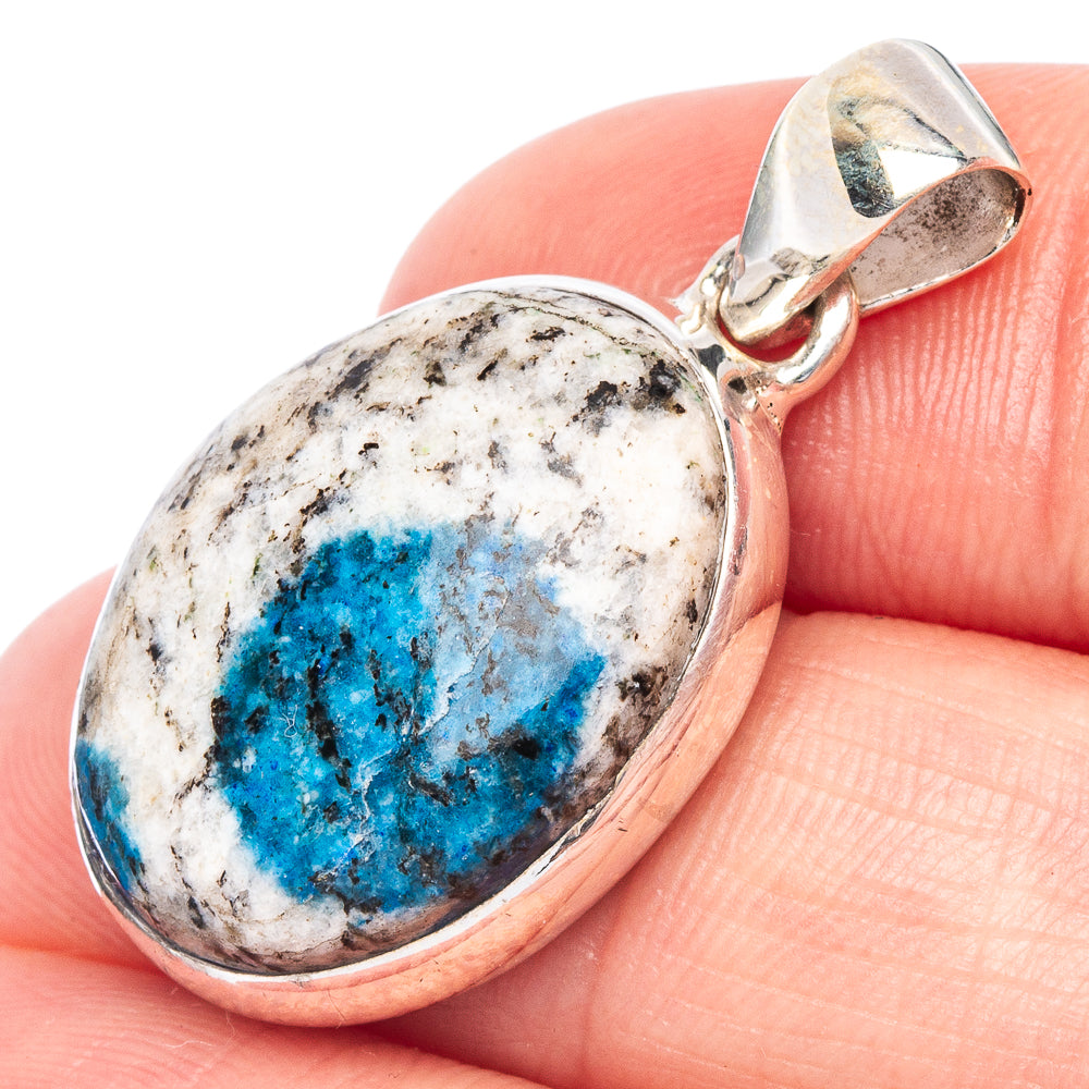 K2 Blue Azurite Pendant 1 1/4" (925 Sterling Silver) P44892