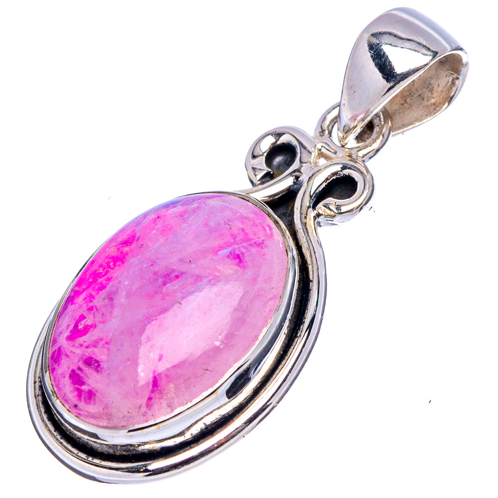 Pink Moonstone Pendant 1 3/8" (.925 Sterling Silver)