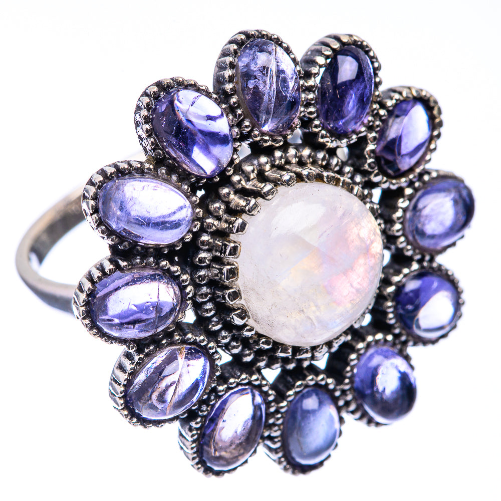Large Rainbow Moonstone, Tanzanite Ring Size 10 (925 Sterling Silver) R141238