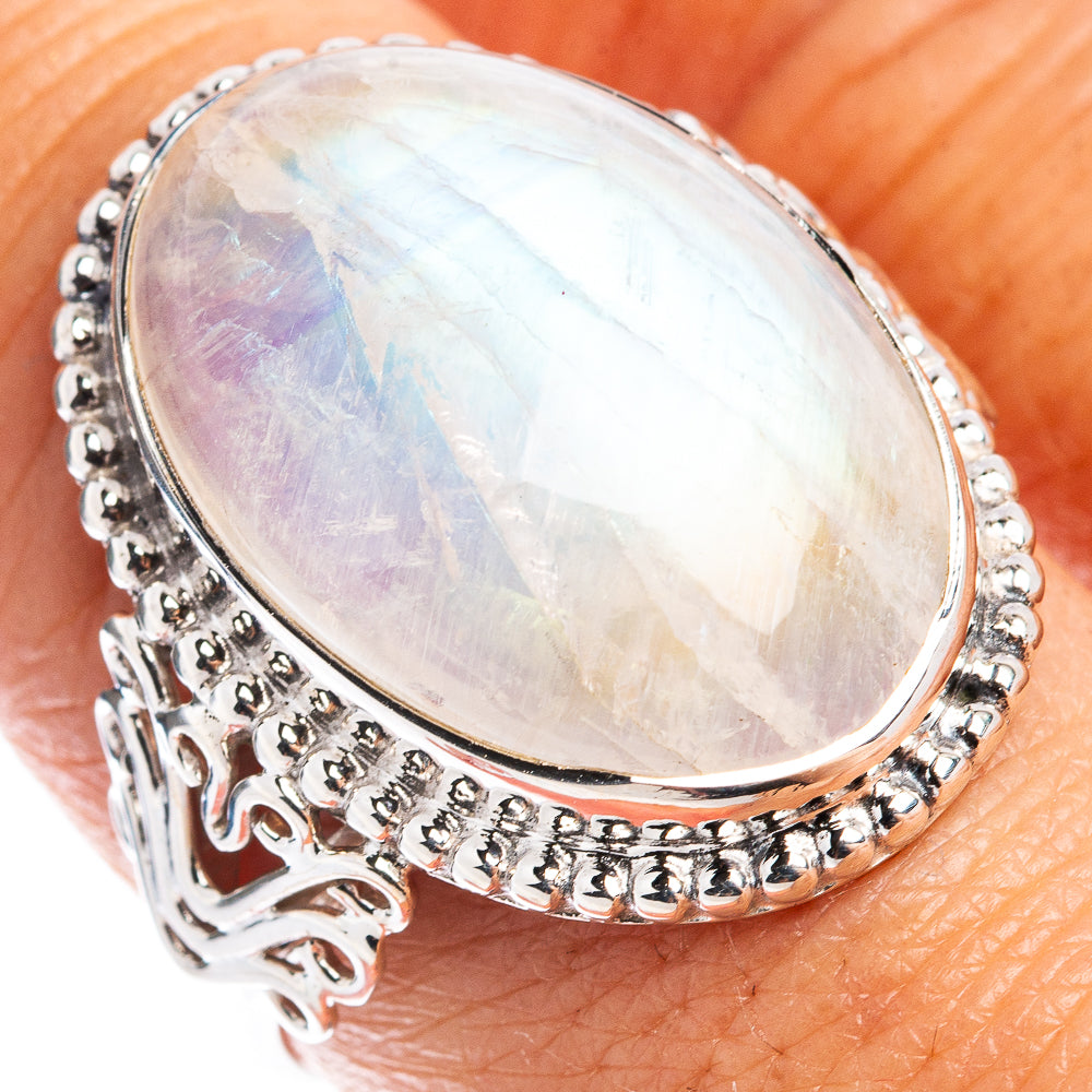 Signature Rainbow Moonstone Ring Size 8.75 (.925 Sterling Silver)