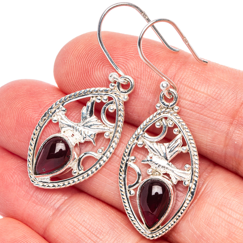 Garnet Earrings 1 5/8" (925 Sterling Silver) E433186