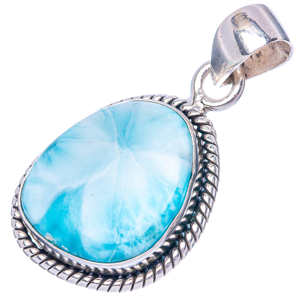 Larimar 925 Sterling Silver Pendant 1 1/4" (925 Sterling Silver) P42683