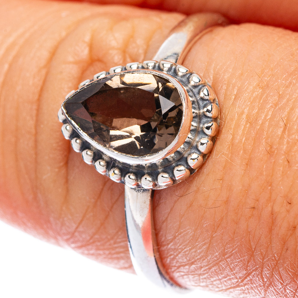 Smoky Quartz Dainty Ring Size 8.5 (925 Sterling Silver) R145741